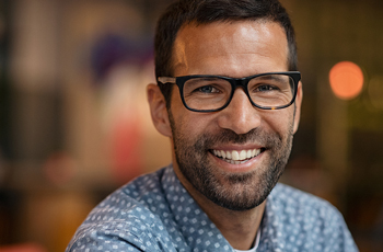 Close-up of the head of a man smiling